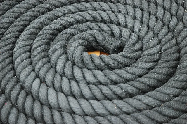 A close-up view of coiled rope